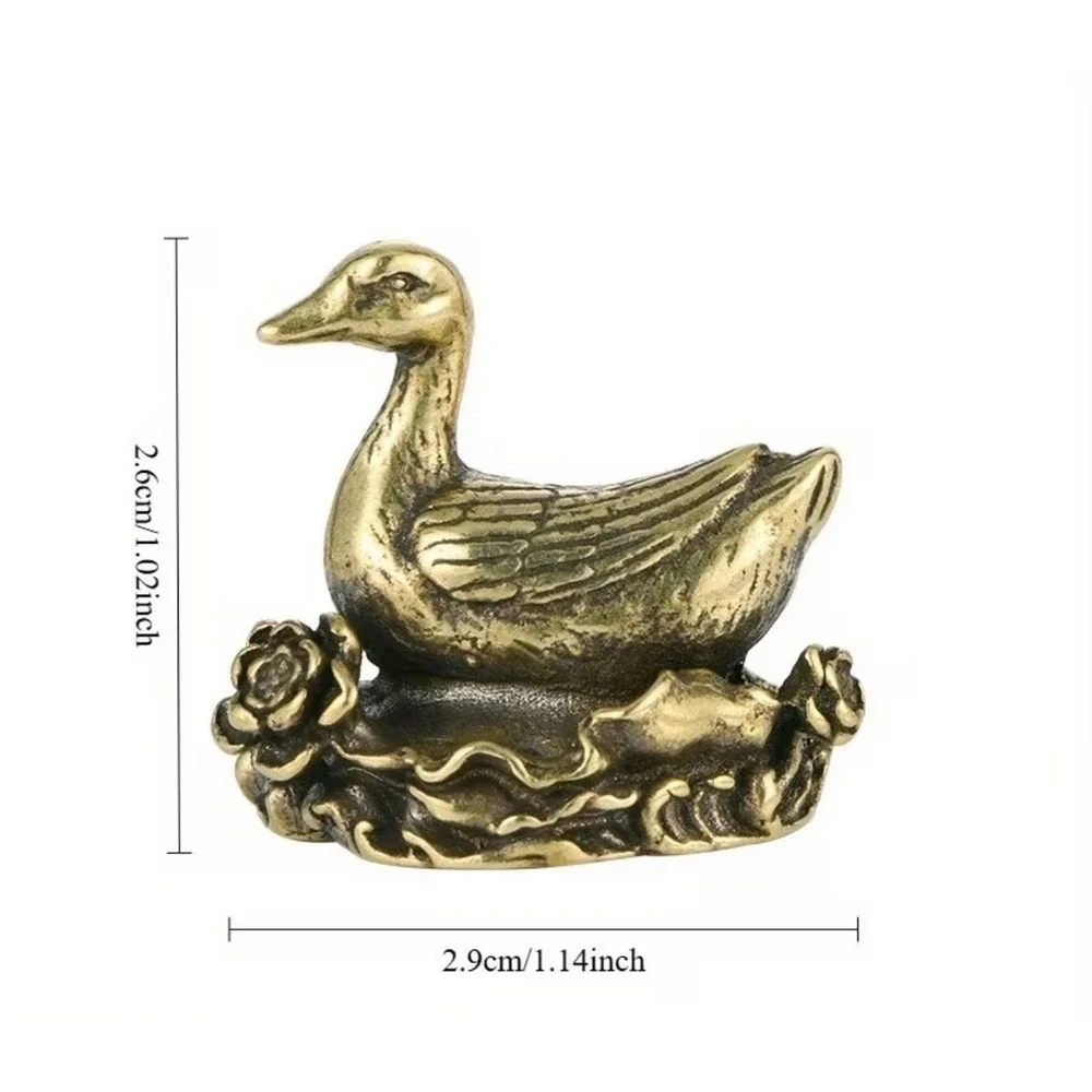 BG9-Miniature brass metal Duck roses animal‎ figurine